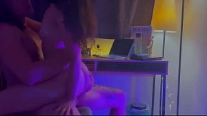 Interrupted Her Drawing for a Quick Fuck – Real Couple Surprise Sex on the Desk