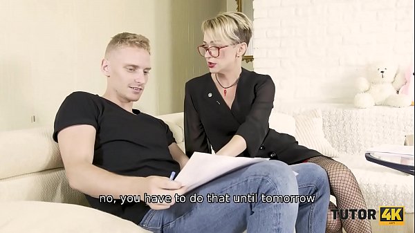 TUTOR4K. Man comes to teacher and ties legs cause its not an ordinary lesson